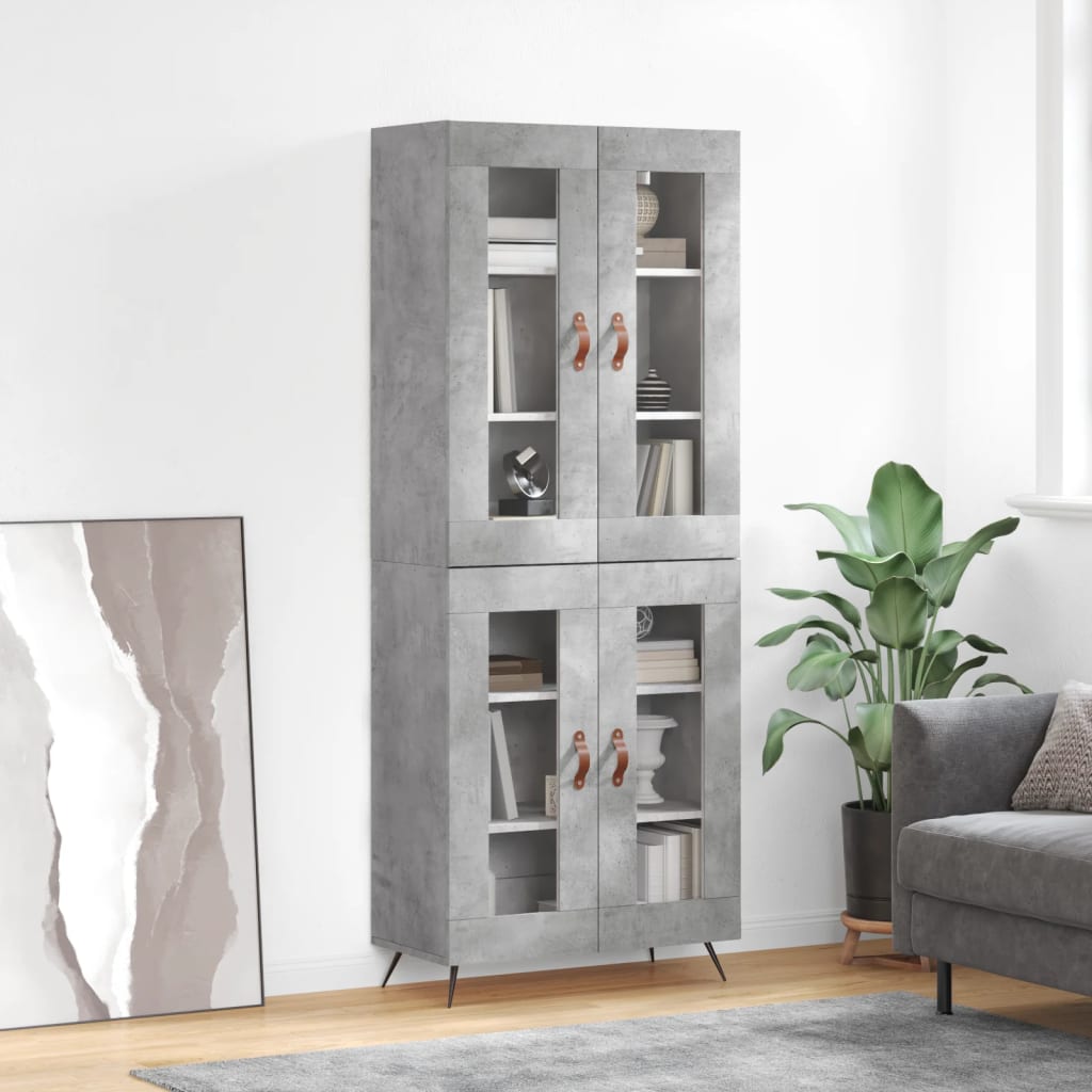 vidaXL Credenza Grigio Cemento 69,5x34x180 cm in Legno Multistrato