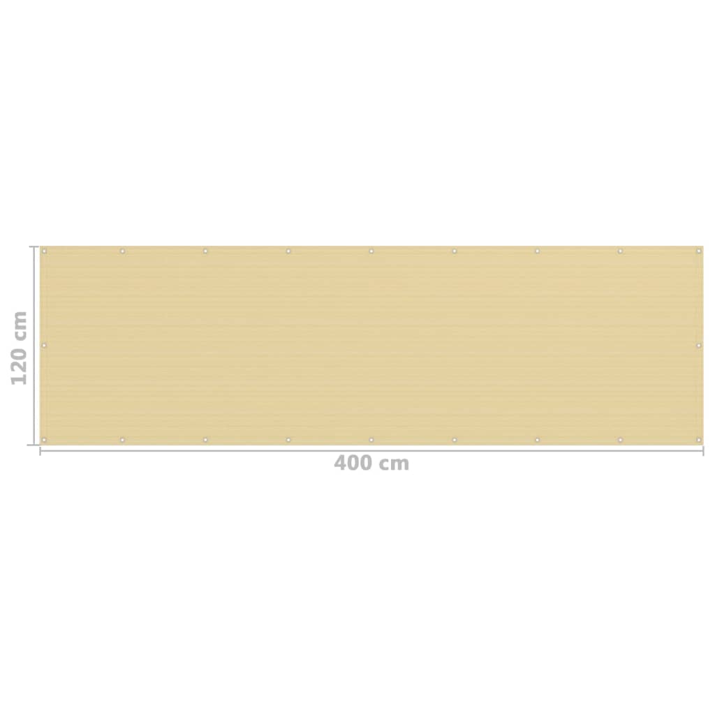 vidaXL Paravento da Balcone Beige 120x400 cm in HDPE