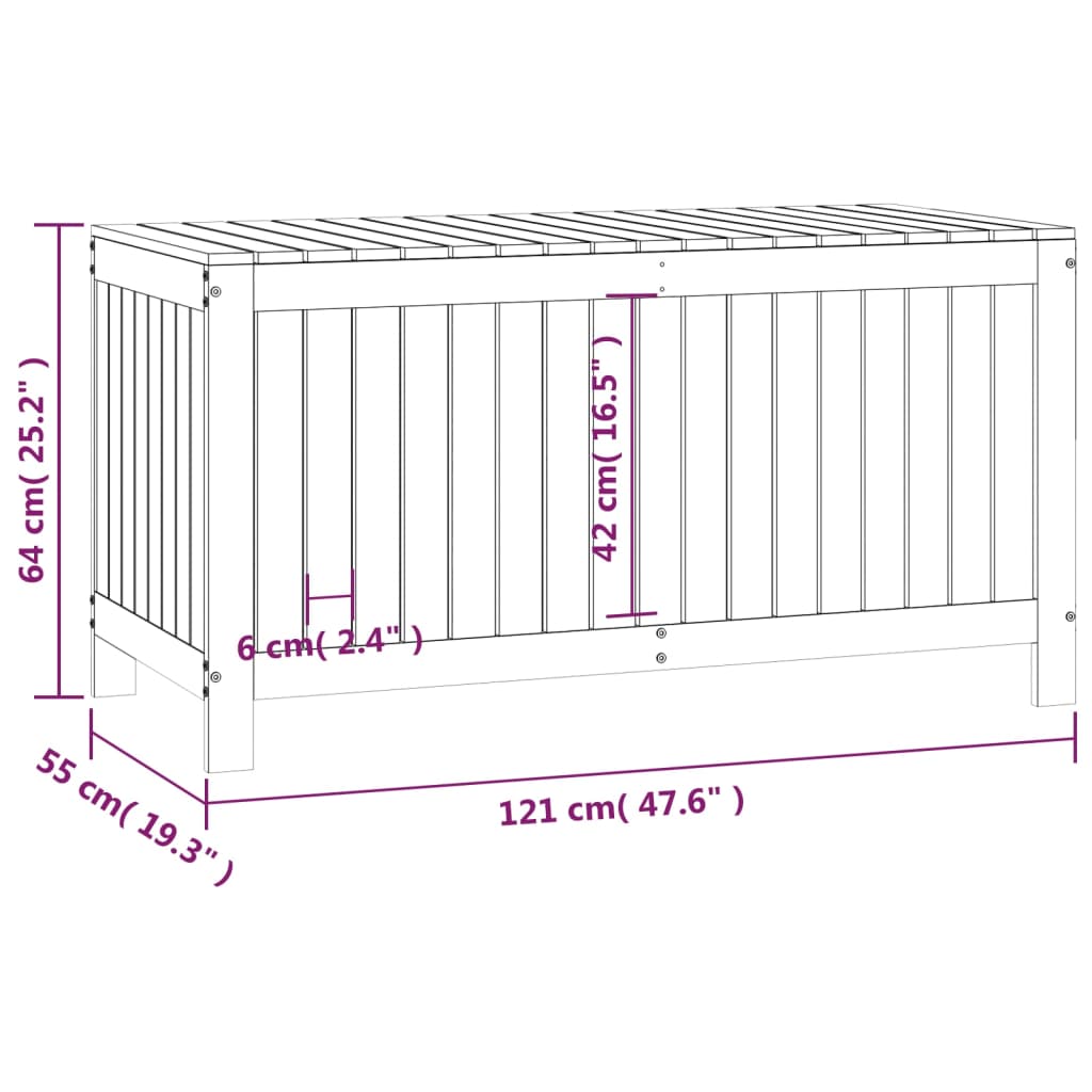 vidaXL Contenitore da Giardino Bianco 121x55x64 cm Legno Massello Pino