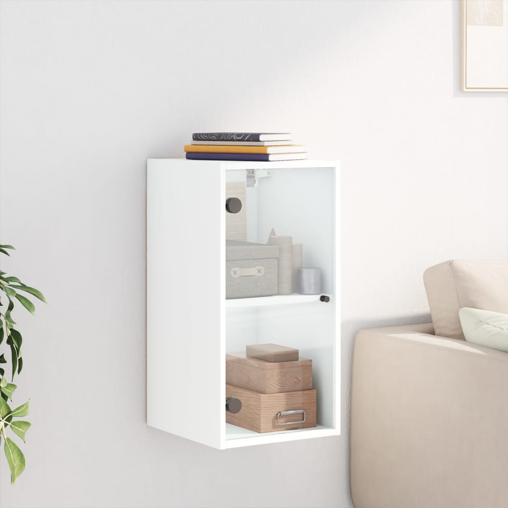 vidaXL Mobile a Muro con Ante in Vetro Bianco 35x37x68,5 cm