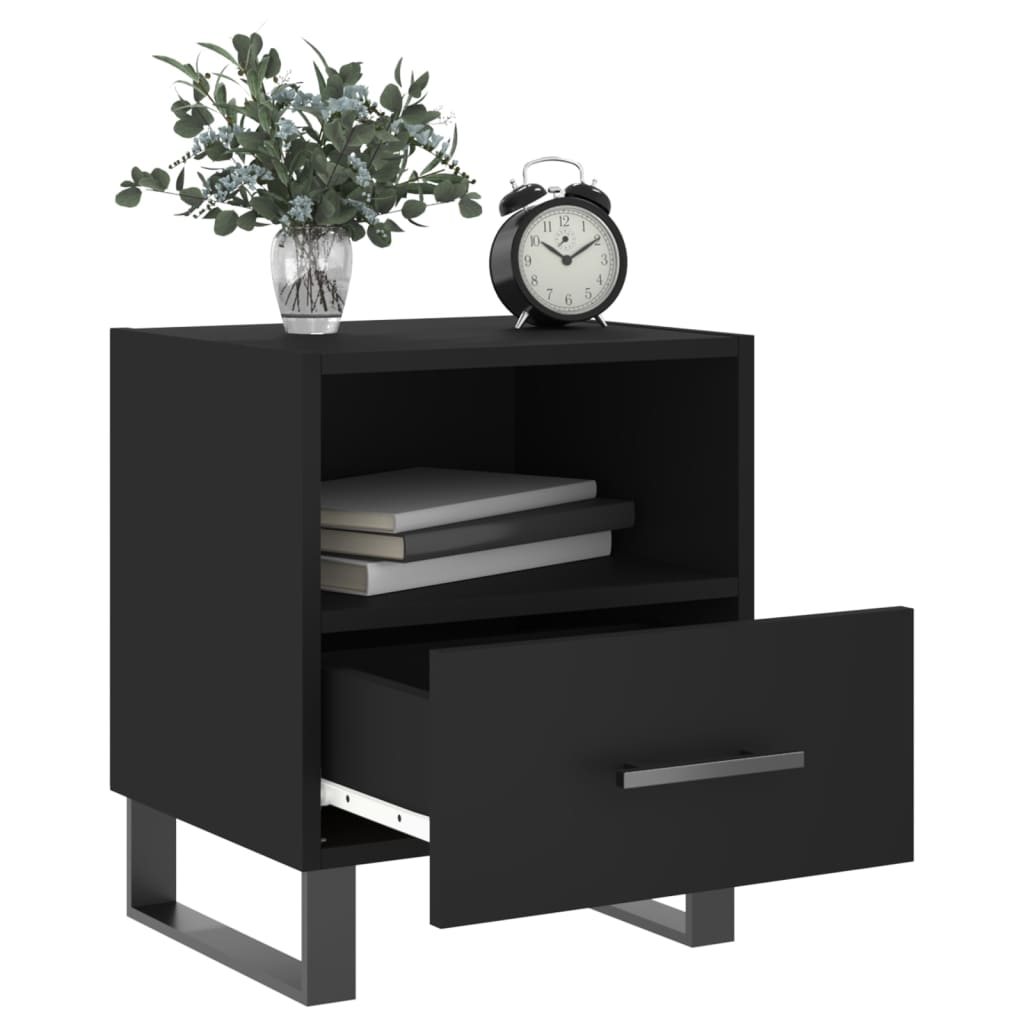 vidaXL Comodino Nero 40x35x47,5 cm in Legno Multistrato