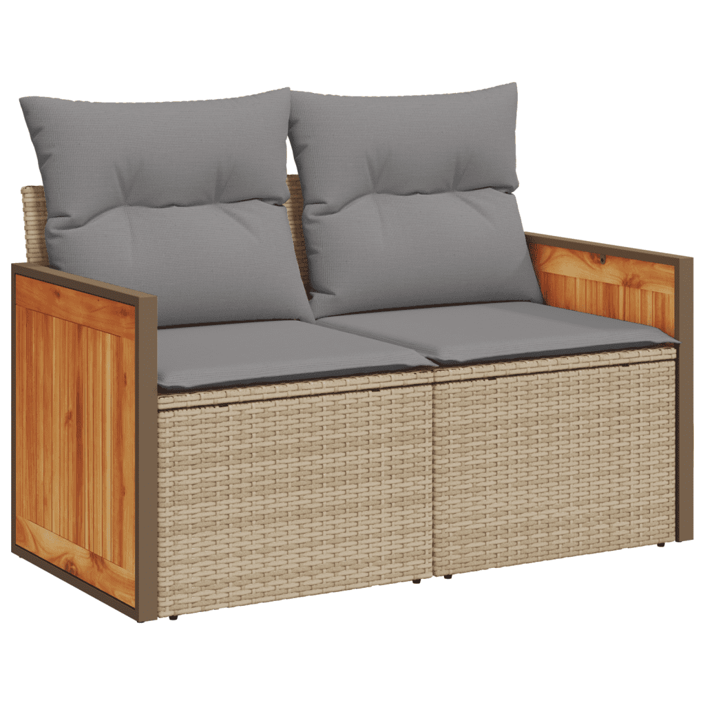 vidaXL Set Divano da Giardino 7 pz con Cuscini Beige Misto Polyrattan