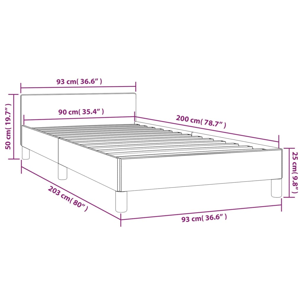 vidaXL Giroletto con Testiera Grigio Scuro 90x200 cm in Tessuto