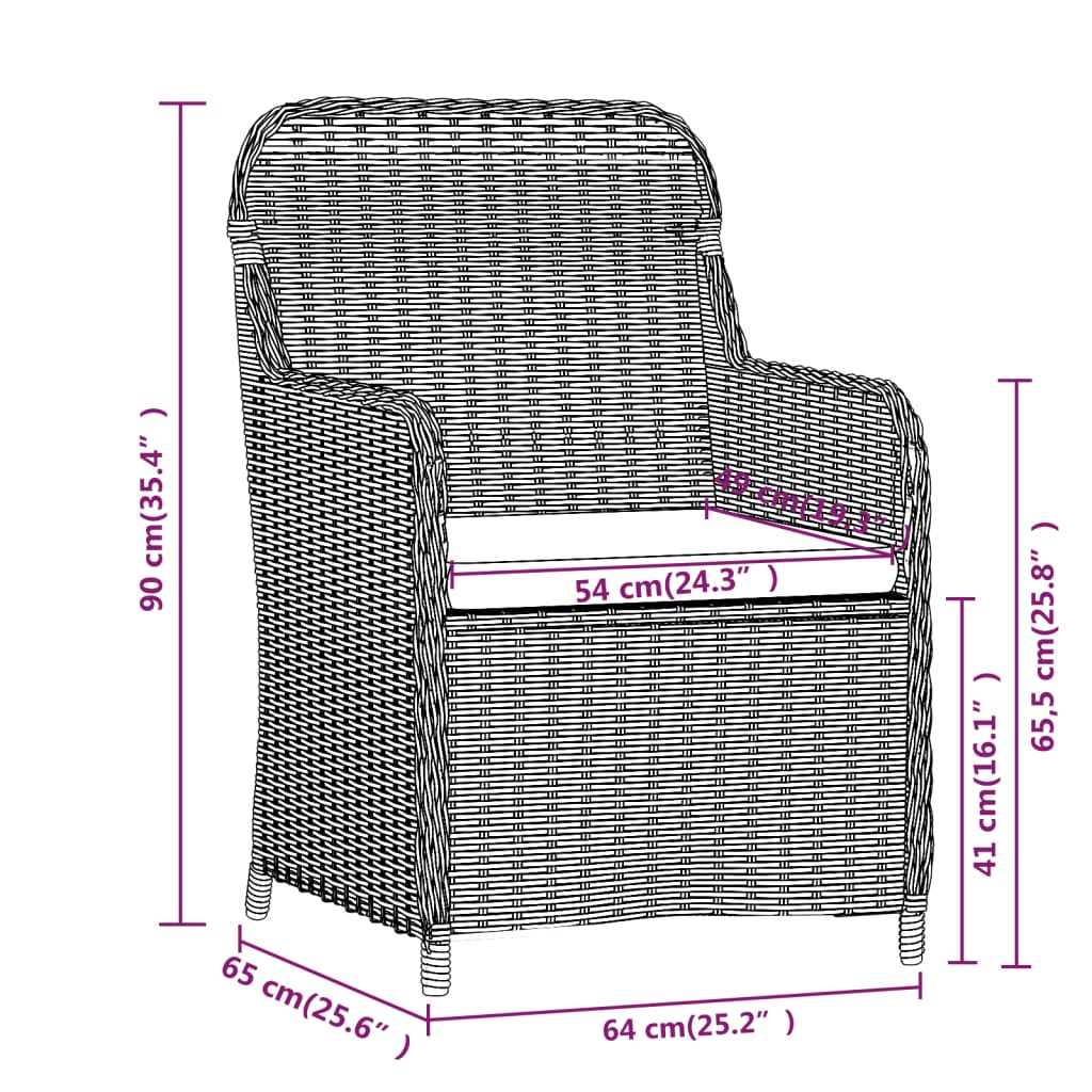 vidaXL Set da Pranzo da Giardino 3 pz con Cuscini Marrone