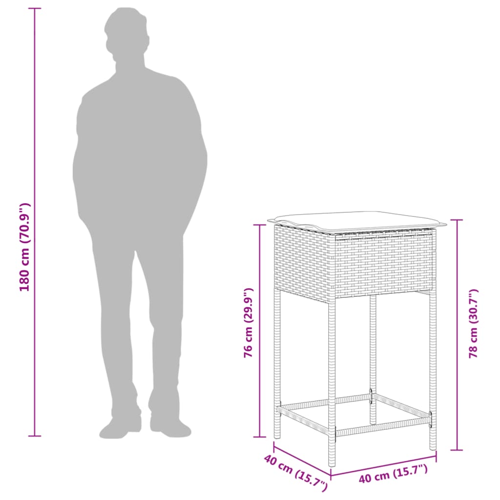 vidaXL Set Bar da Giardino 5 pz con Cuscini in Polyrattan Grigio