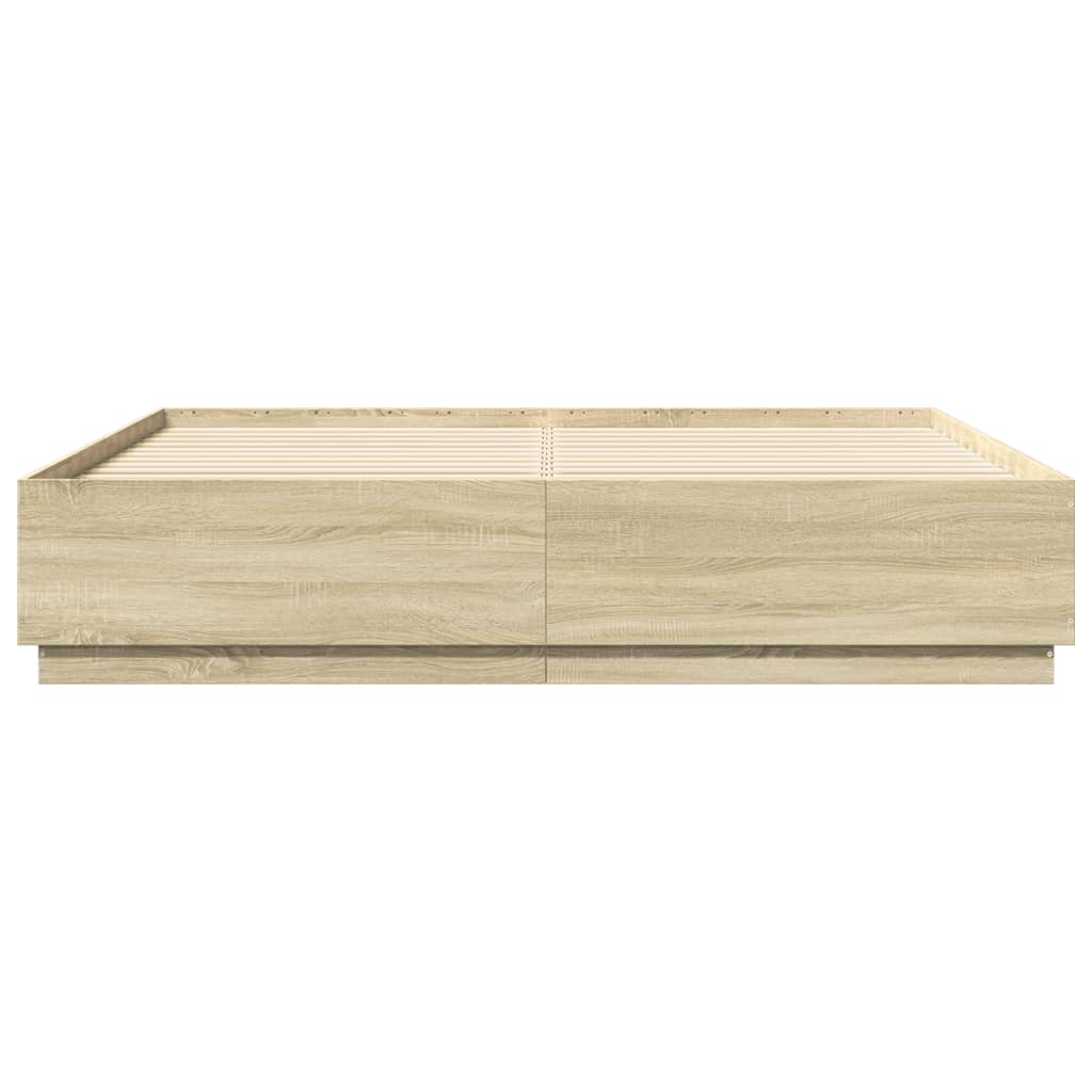 vidaXL Giroletto Cassetti Luci LED Sonoma 200x200 cm Legno Multistrato