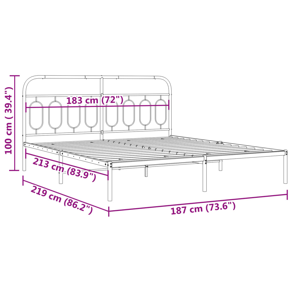 vidaXL Giroletto con Testiera Metallo Bianco 183x213 cm