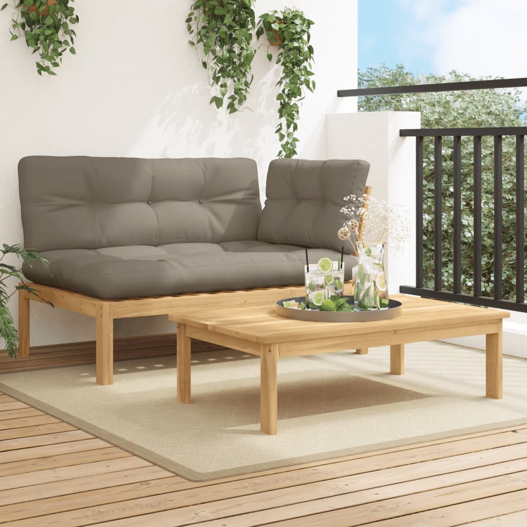 vidaXL Set Divano Pallet da Giardino 2 pz con Cuscini Massello Acacia