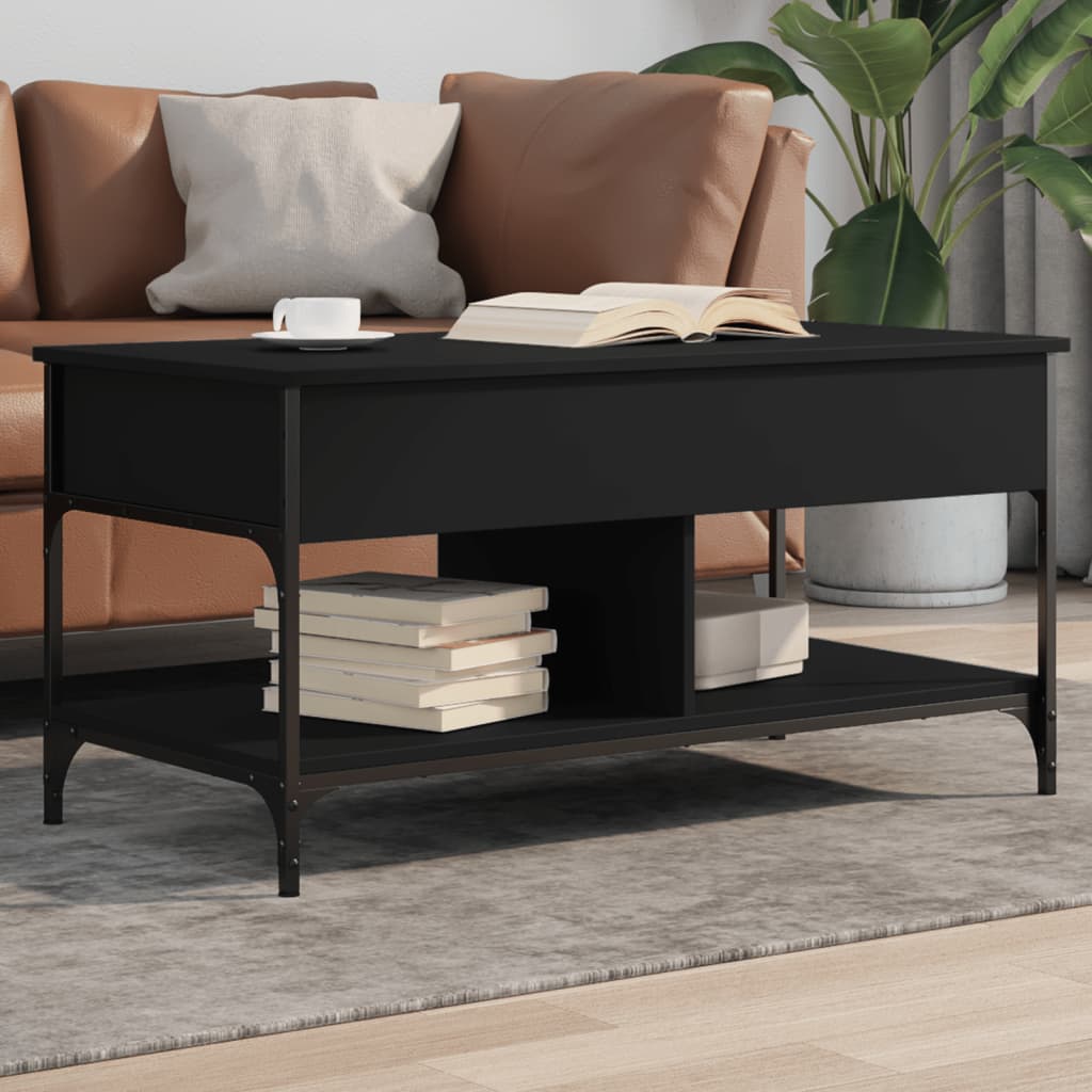 vidaXL Tavolino da Salotto Nero 100x50x50cm Legno Multistrato Metallo