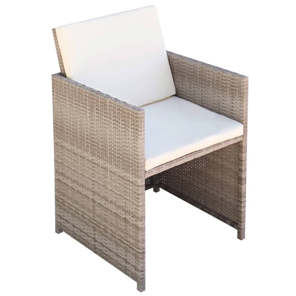 vidaXL Set da Bistrot 3 pz con Cuscini in Polyrattan Beige