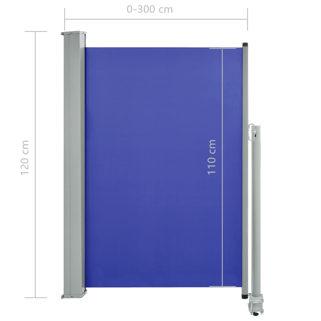 vidaXL Tenda Laterale Retrattile per Patio 120x300 cm Blu