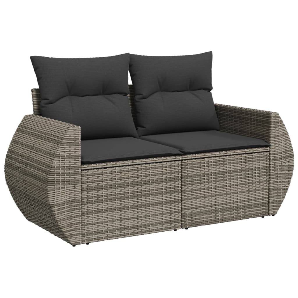 vidaXL Set Divano da Giardino 10 pz con Cuscini Grigio in Polyrattan