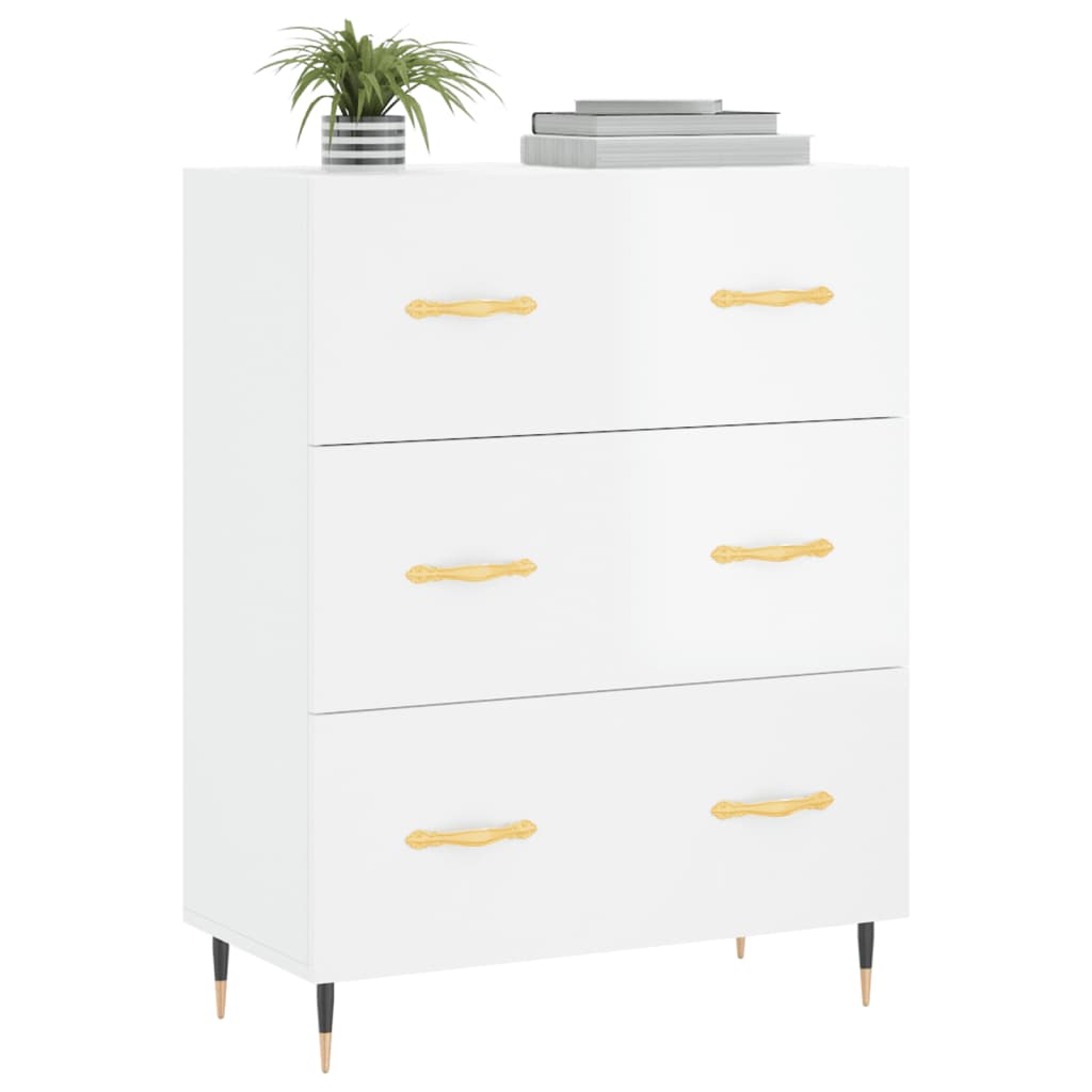 vidaXL Credenza 69,5x34x90 cm in Legno Multistrato Bianco Lucido