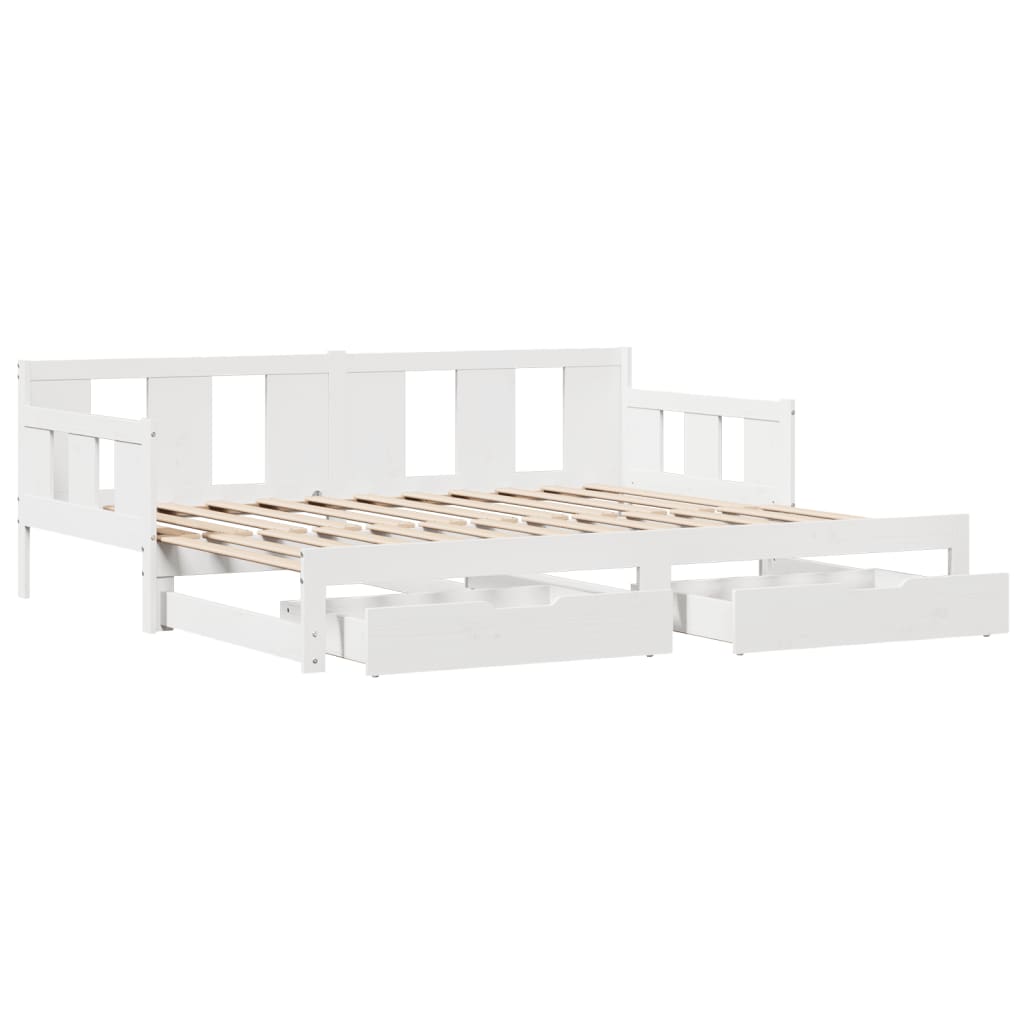 vidaXL Dormeuse Letto Estraibile e Cassetti Bianca 80x200cm Legno Pino