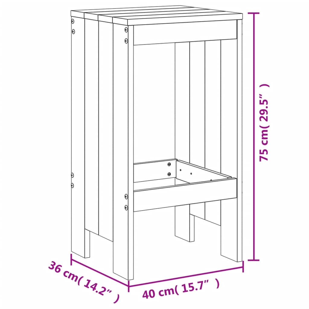 vidaXL Set Bar da Giardino 5 pz Grigio in Legno Massello di Pino