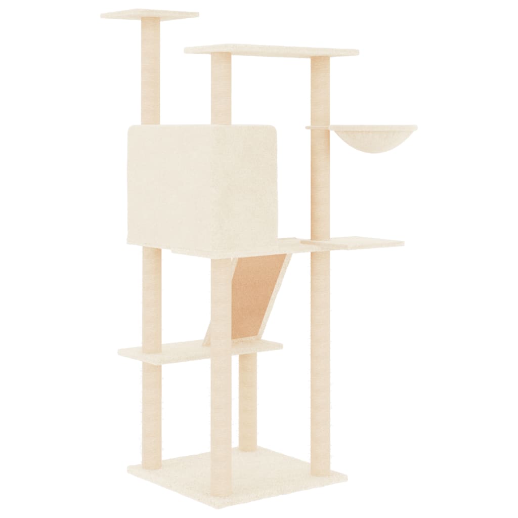 vidaXL Albero per Gatti con Tiragraffi in Sisal Crema 143 cm