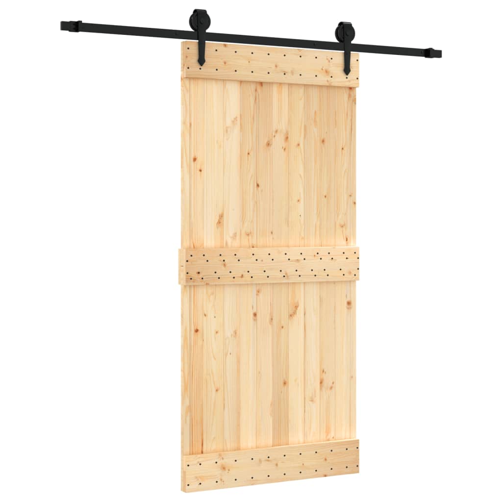 vidaXL Porta Scorrevole con Set Hardware 95x210 cm Legno Massello Pino