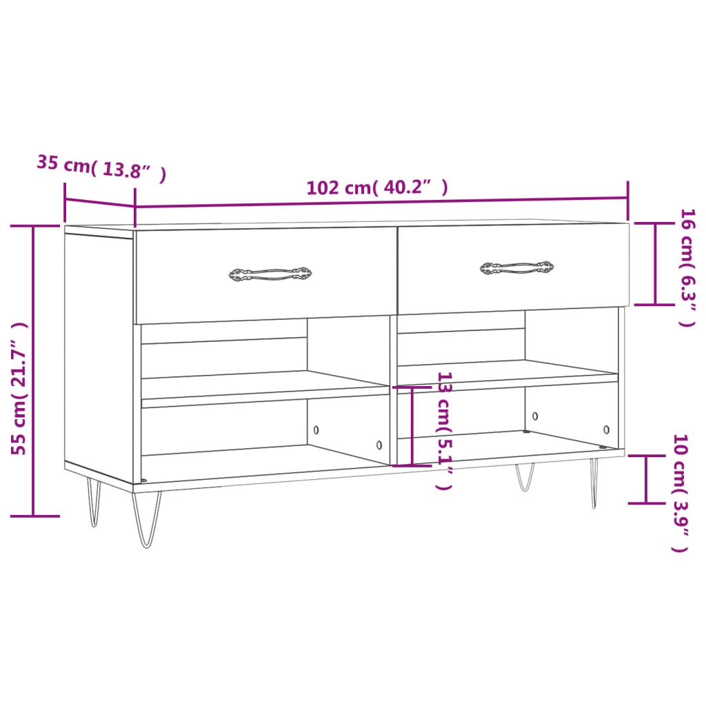 vidaXL Panca Porta Scarpe Grigio Cemento 102x35x55cm Legno Multistrato