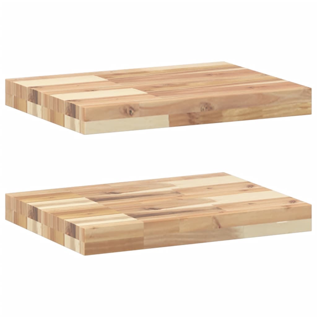 vidaXL Mensole da Parete 2 pz 60x30x4 cm Legno Acacia Non Trattato