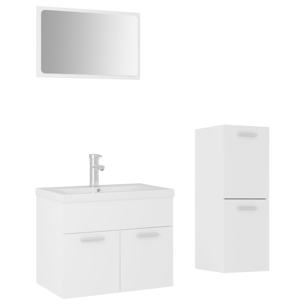 vidaXL Set Mobili da Bagno Bianco in Legno Multistrato