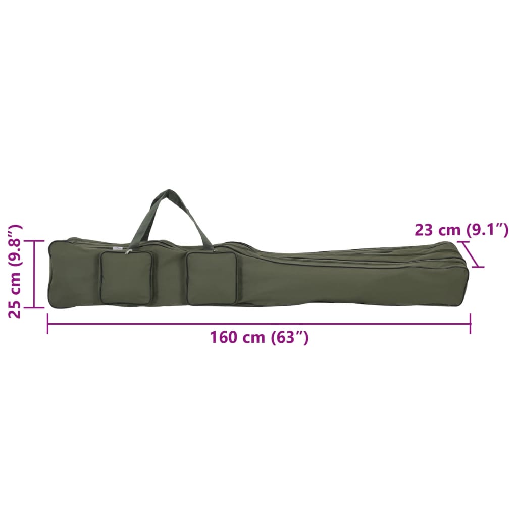 vidaXL Borsa per Canna da Pesca Verde 160 cm in Tessuto Oxford