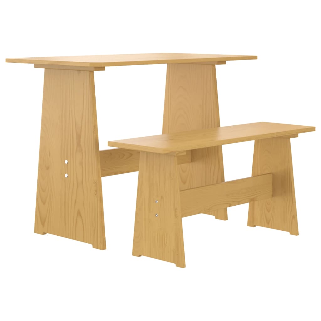 vidaXL Set da Pranzo 3pz REINE Marrone ambra in Legno Massello di Pino