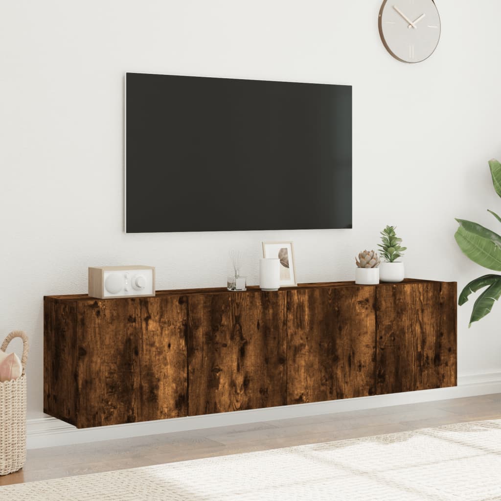 vidaXL Mobili TV a Parete 2pz Rovere Fumo 80x30x41 cm