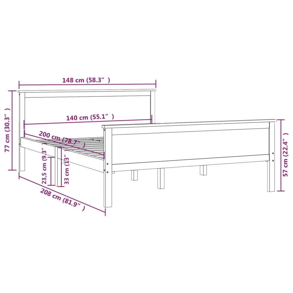 vidaXL Giroletto Marrone Ambra in Legno Massello di Pino 140x200 cm