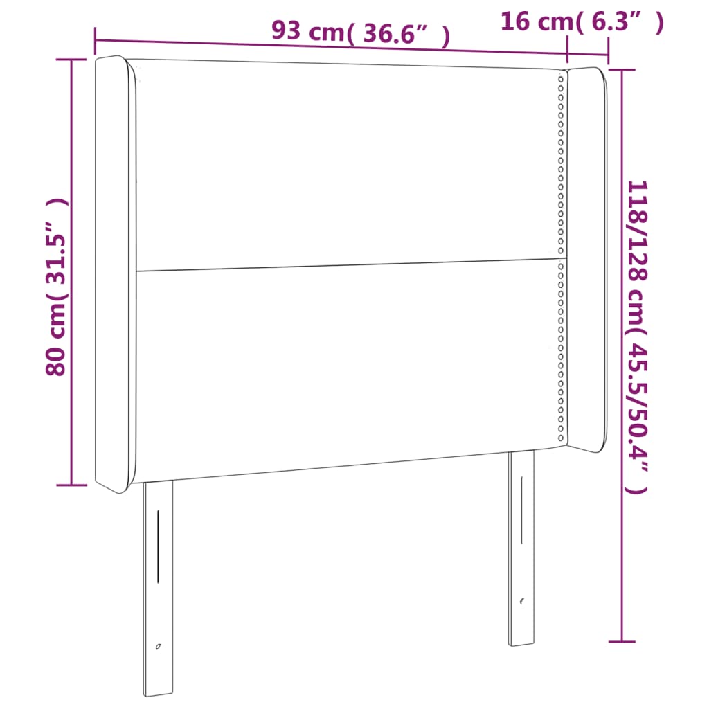 vidaXL Testiera ad Orecchio Marrone Scuro 93x16x118/128 cm in Tessuto