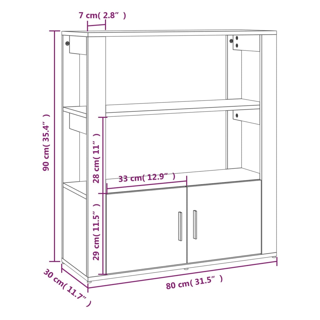 vidaXL Credenza Bianca 80x30x90 cm in Legno Multistrato