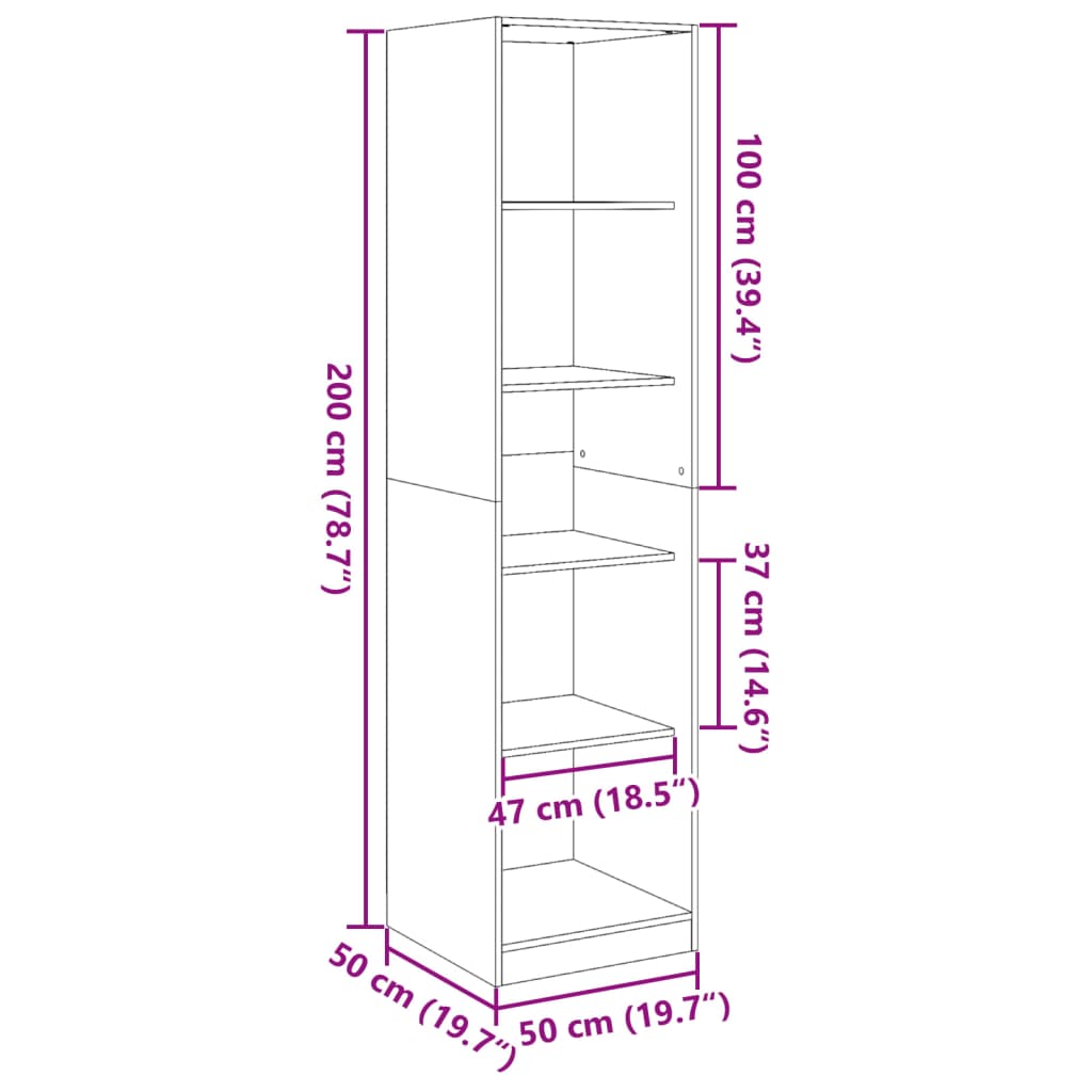 vidaXL Armadio Bianco 50x50x200 cm in Legno Multistrato