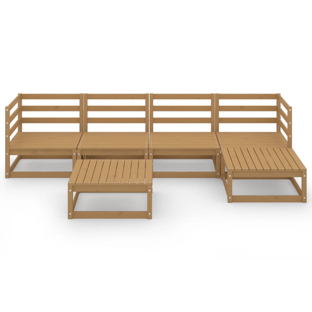 vidaXL Set Salotto da Giardino 6pz Marrone Ambra Legno Massello Pino