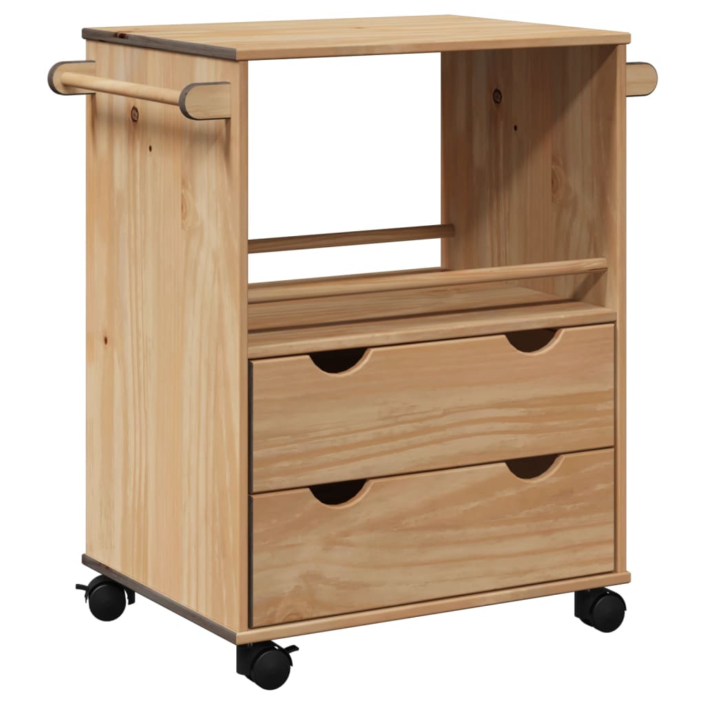 vidaXL Carrello da Cucina OTTA 59x45x80 cm in Legno Massello di Pino