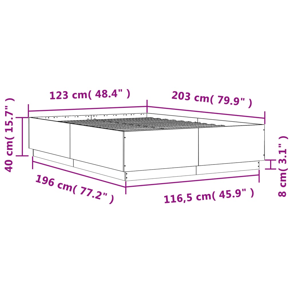 vidaXL Giroletto Grigio Sonoma 120x200 cm in Legno Multistrato