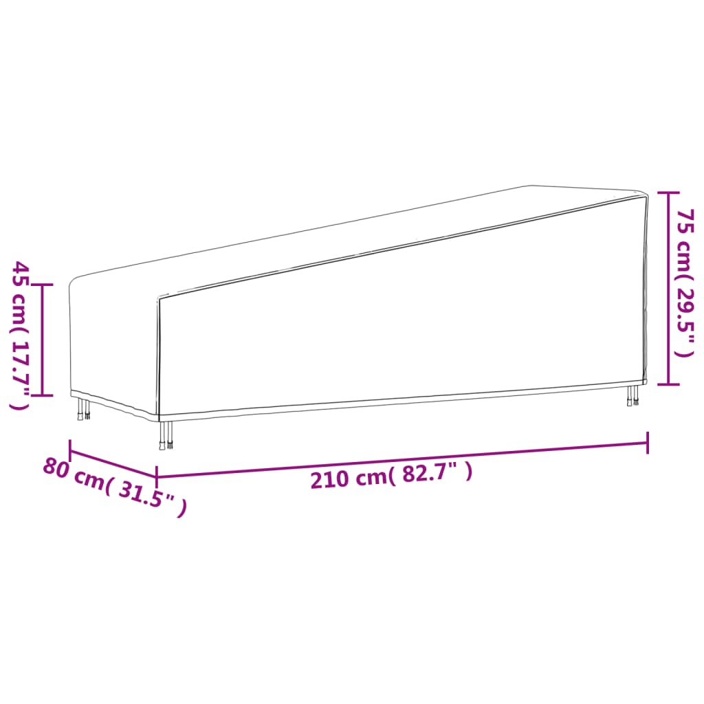 vidaXL Copertura per Sdraio Nera 210x80x45/75 cm 420D Oxford