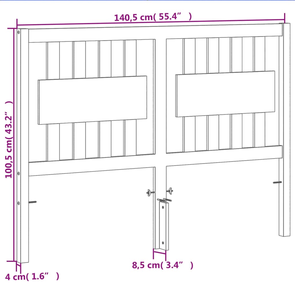 vidaXL Testiera Marrone Cera 135 cm in Legno Massello di Pino