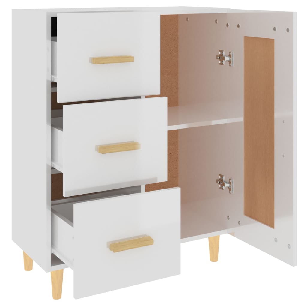 vidaXL Credenza 69,5x34x90 cm in Legno Multistrato Bianco Lucido