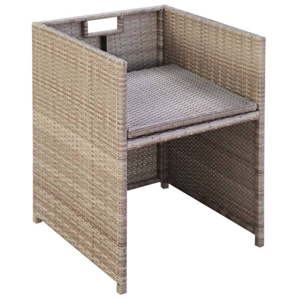 vidaXL Set da Bistrot 3 pz con Cuscini in Polyrattan Beige