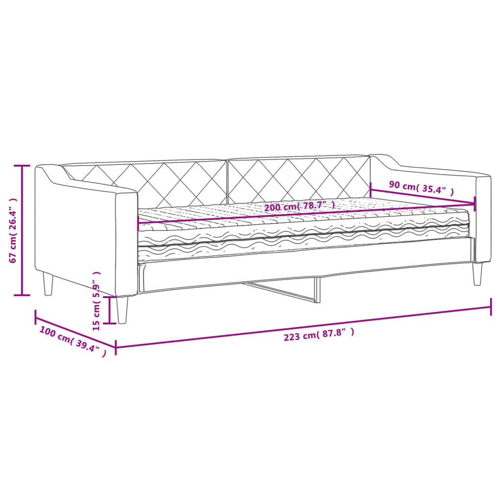 vidaXL Divano Letto con Materasso Crema 90x200 cm in Tessuto