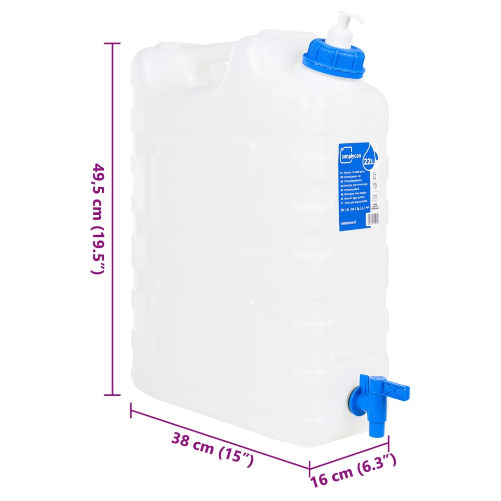 vidaXL Contenitore Acqua Rubinetto e Dispenser Sapone 20 L in Plastica