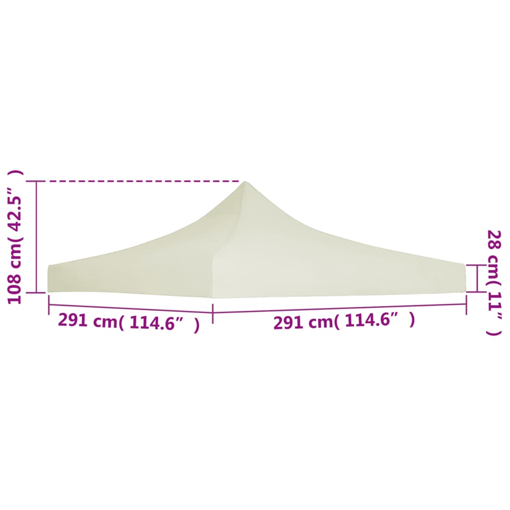 vidaXL Tetto per Tendone per Feste 3x3 m Crema