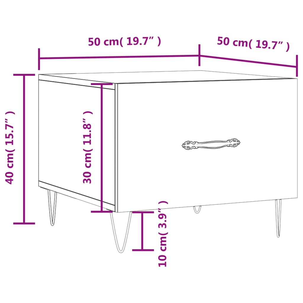 vidaXL Tavolino da Salotto Rovere Sonoma 50x50x40 cm Legno Multistrato