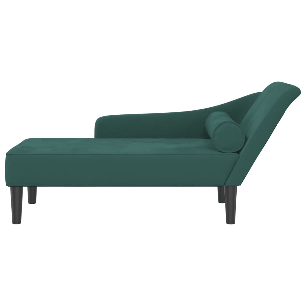 vidaXL Chaise Longue con Cuscini Verde Scuro in Velluto