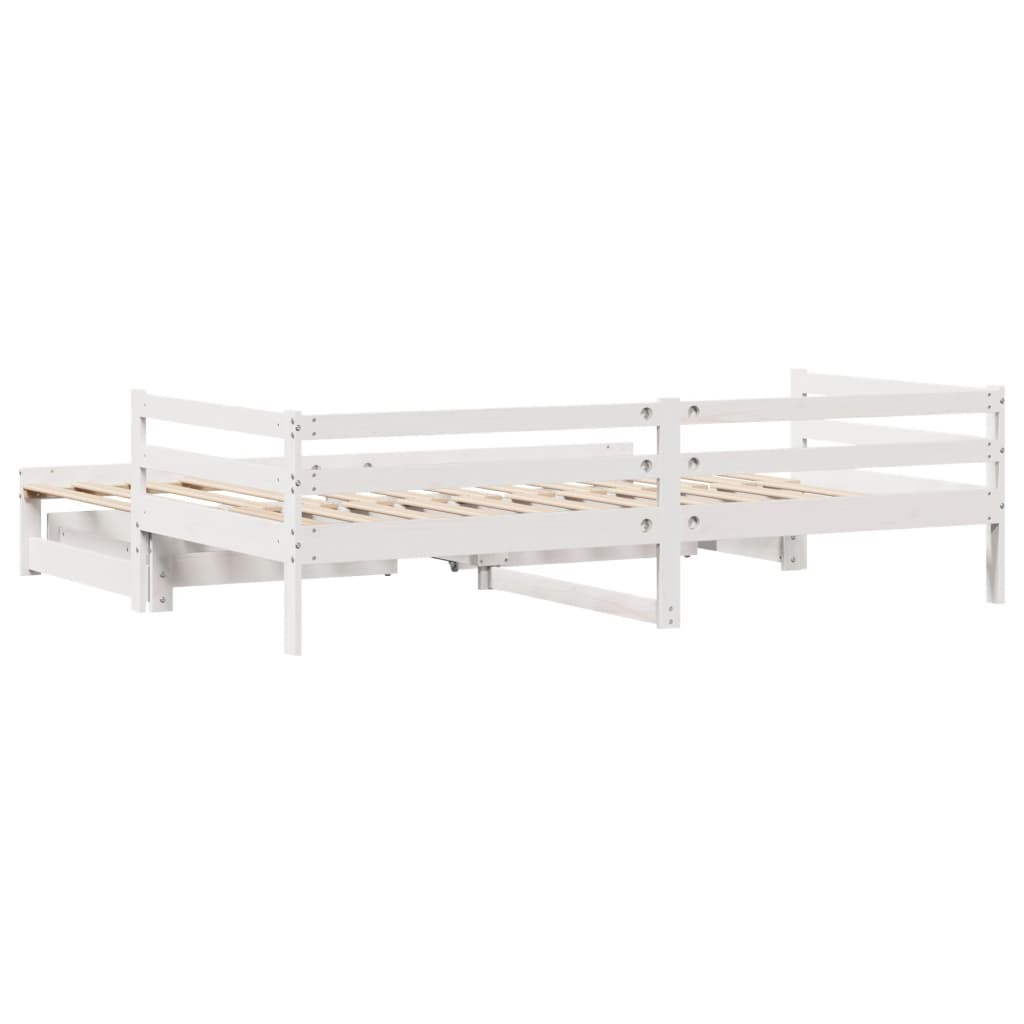 vidaXL Dormeuse Letto Estraibile e Cassetti Bianco 90x200cm Legno Pino