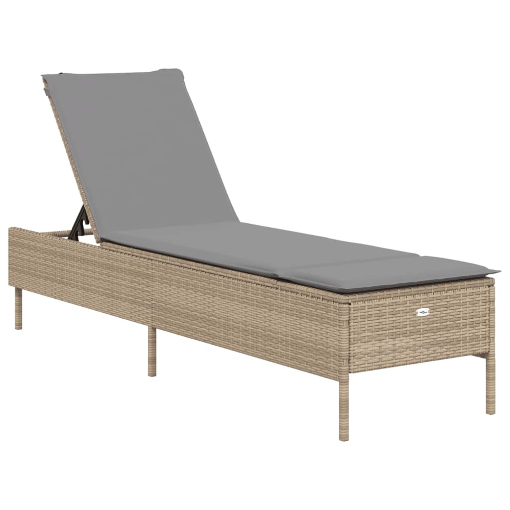 vidaXL Lettino Prendisole con Cuscini Beige in Polyrattan