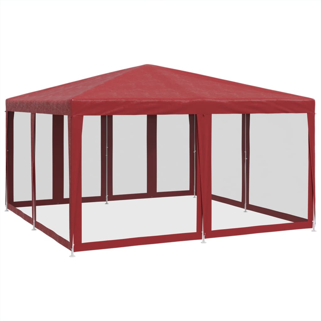 vidaXL Tenda per Feste con 8 Pareti Laterali in Rete Rossa 4x4 m HDPE