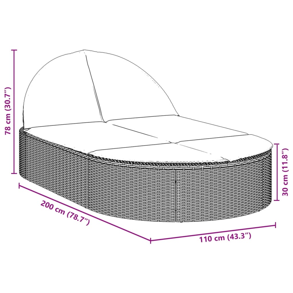 vidaXL Lettino Prendisole con Cuscini Beige in Polyrattan