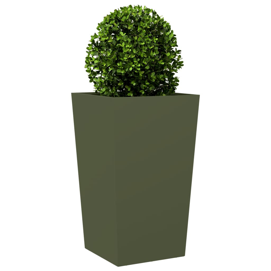 vidaXL Fioriere da Giardino 2 pz Verde Oliva 45x45x75 cm in Acciaio