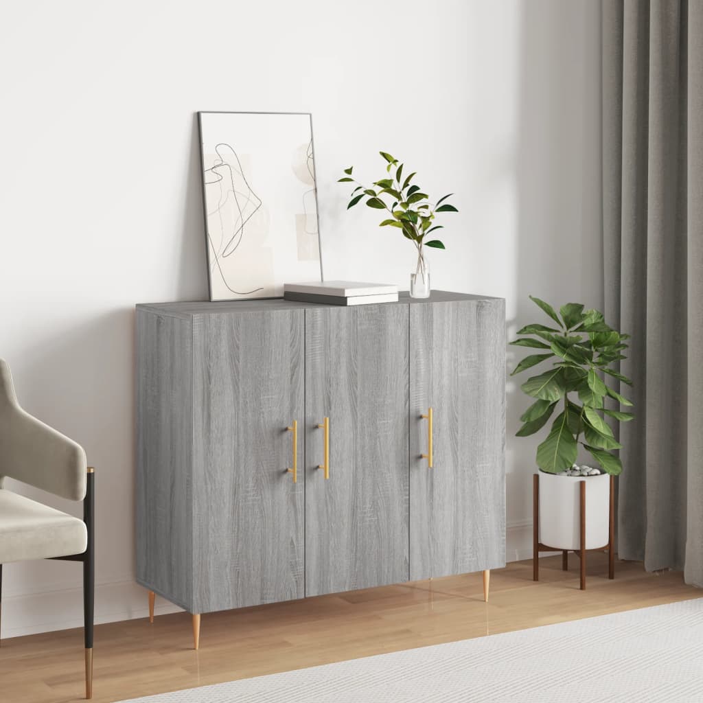 vidaXL Credenza Grigio Sonoma 90x34x80 cm in Legno Multistrato