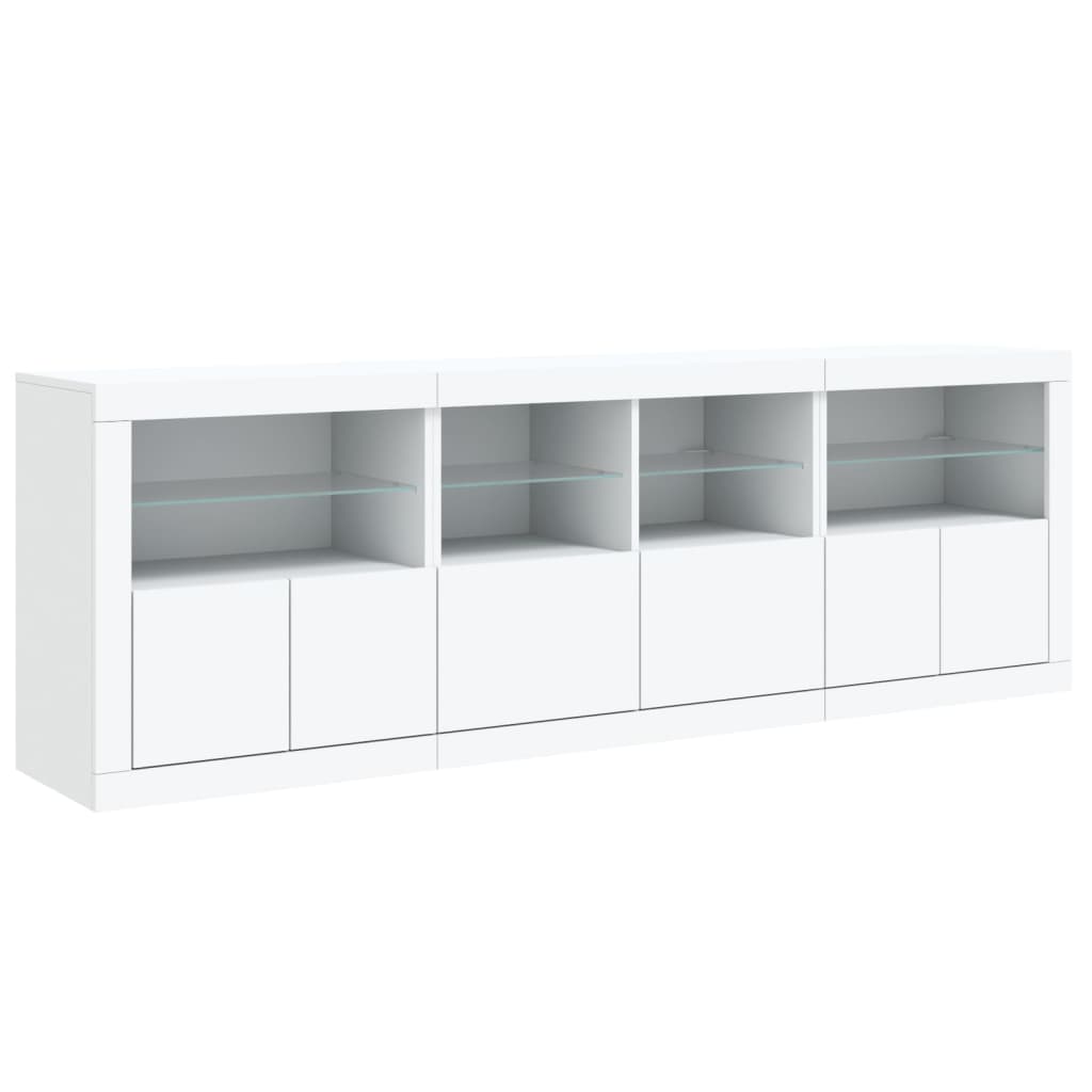 vidaXL Credenza con Luci LED Bianca 202x37x67 cm